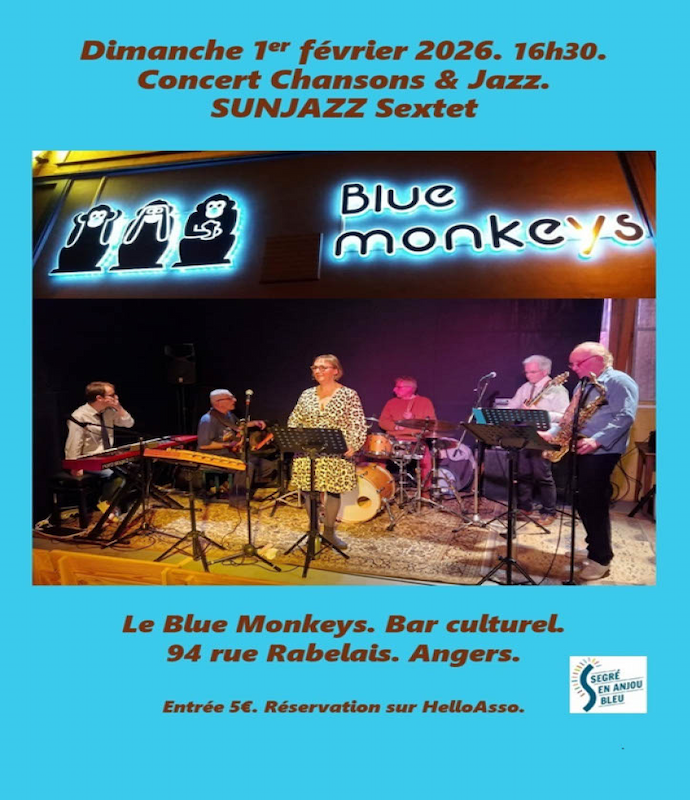 Affiche concert 1 er Fevrier au Blue Monkey à Angers